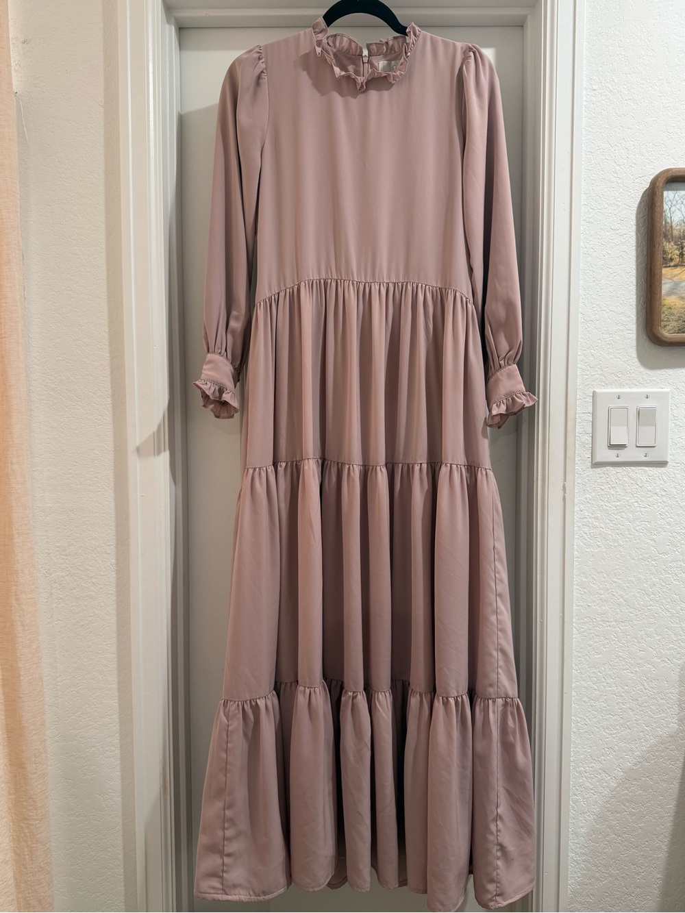 Dainty Jewells Dusty Rose Ruffled Tiered Maxi Dress XS - Picture 1 of 4